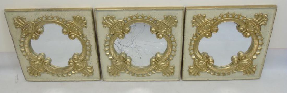 3 Ornately Carved Gold Square Framed Mirrors (1 of 4)