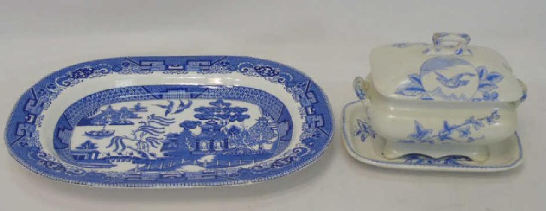 Antique Blue & White Porcelain - Platter & Tureen (1 of 5)