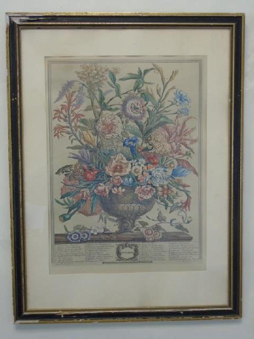 18th C Style Floral Still Life Framed Engraving (1 of 2)