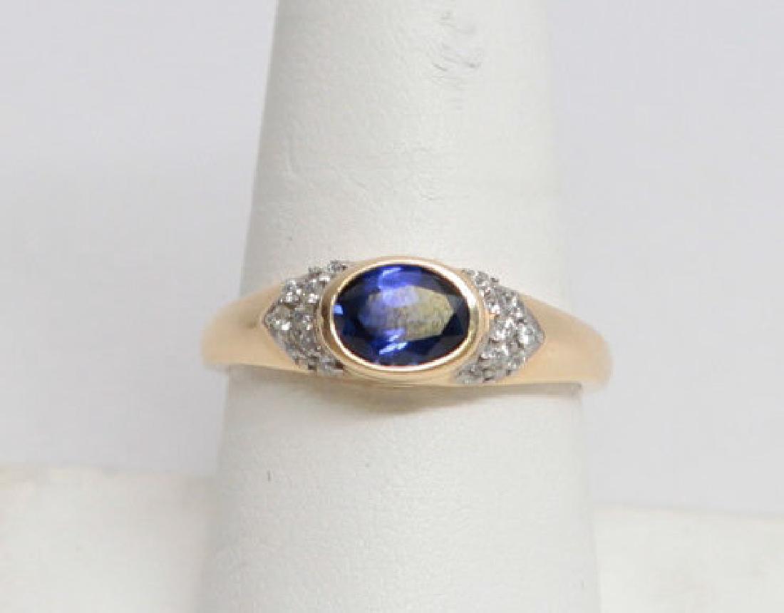 14k Yellow Gold & Blue Gemstone Ring Size 8.5 (1 of 8)
