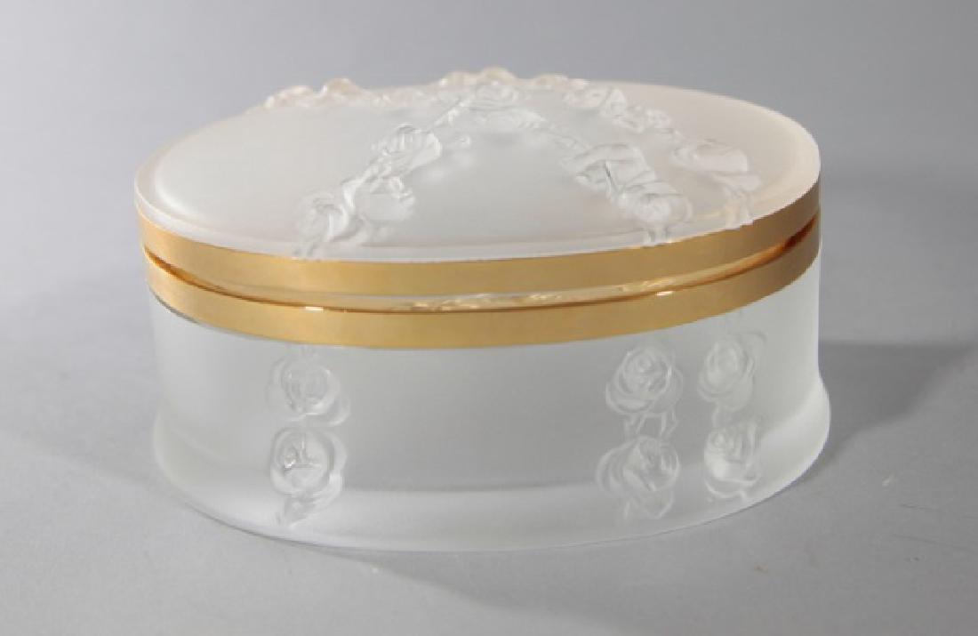 Oval Lalique French Frosted Art Glass Dresser Box (1 of 3)