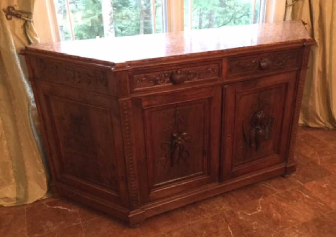 Antique Italian Hand Carved Buffet w Marble Top (1 of 7)