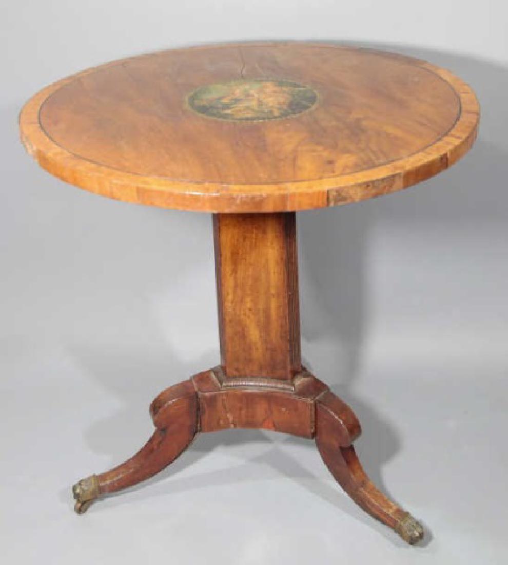 Antique Hand Painted Tripod Pedestal Accent Table (1 of 5)