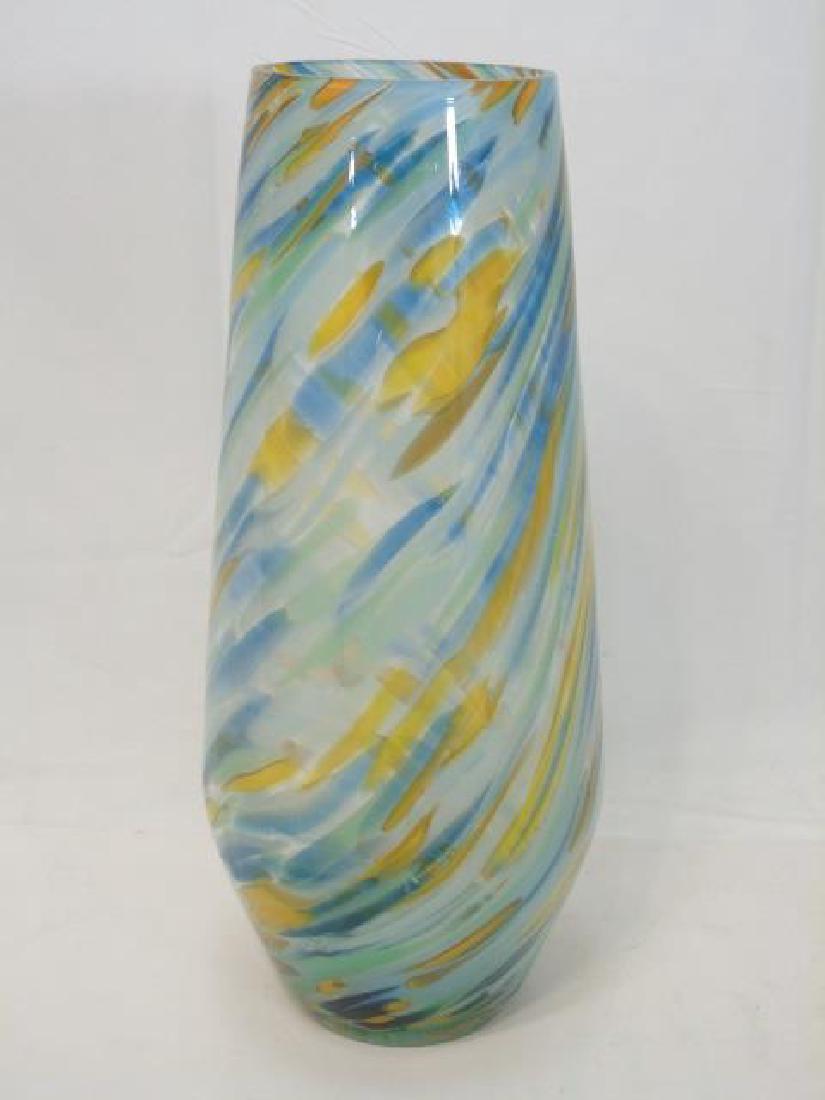 Large Murano Style Swirl Pattern Art Glass Vase (1 of 3)