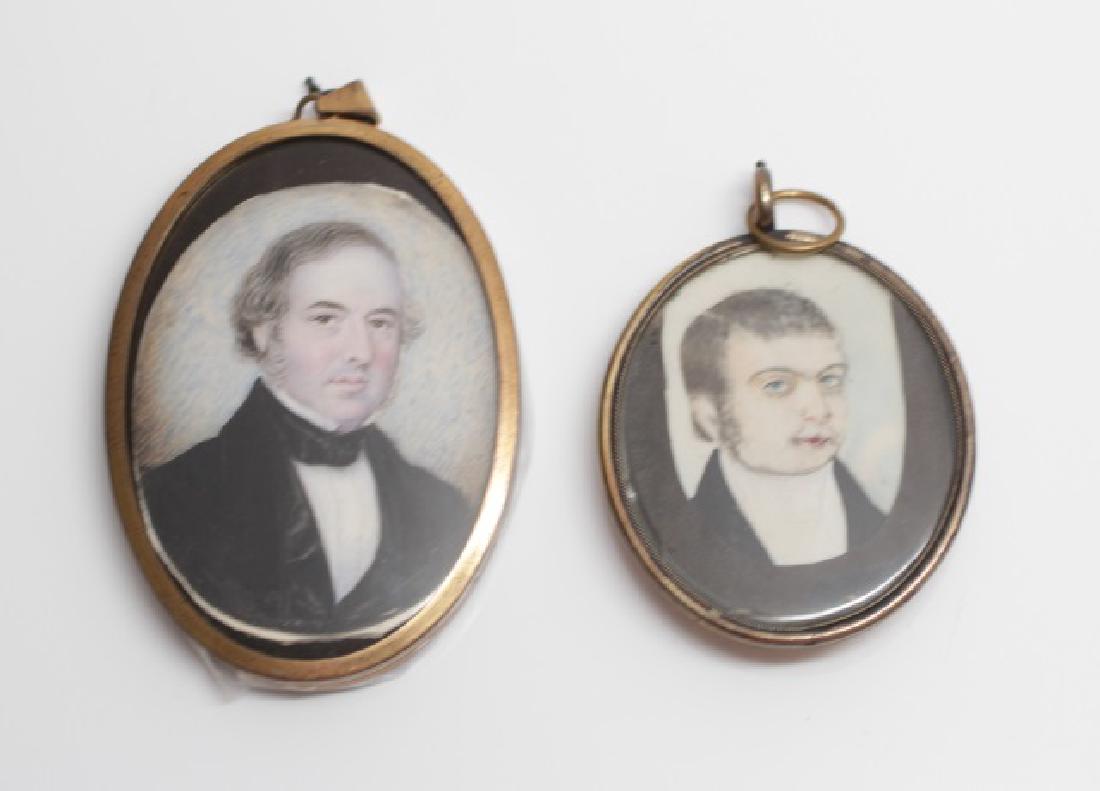 Two 19th C English Gold Filled Portrait Miniatures (1 of 6)