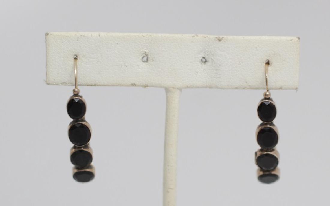 Pair Antique Georgian Gold & Onyx Hoop Earrings (1 of 4)