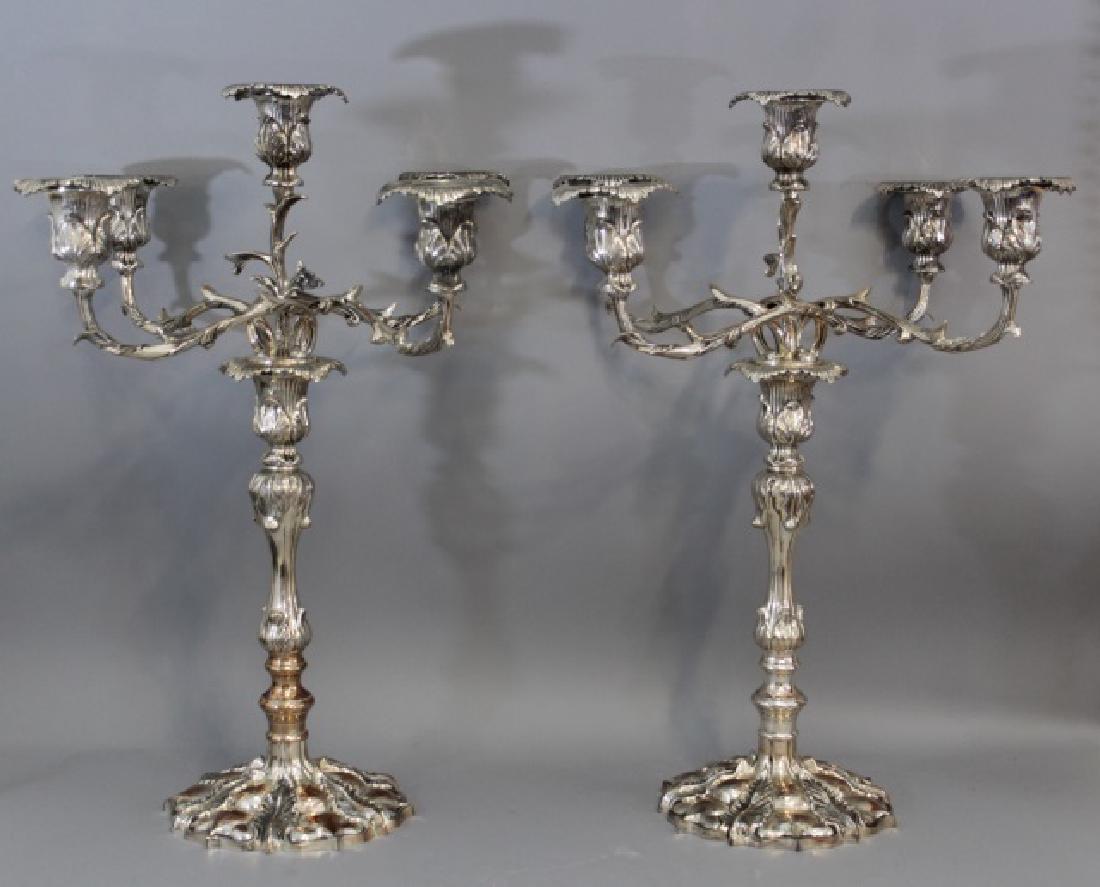 Large Pair French Rococo Style Silver Candelabras (1 of 8)