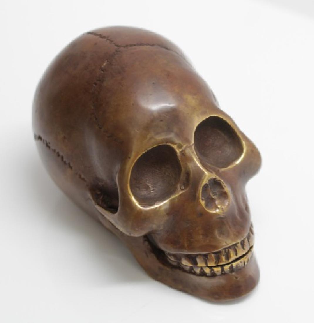 Bronze Memento Mori Table Statue of Human Skull (1 of 6)