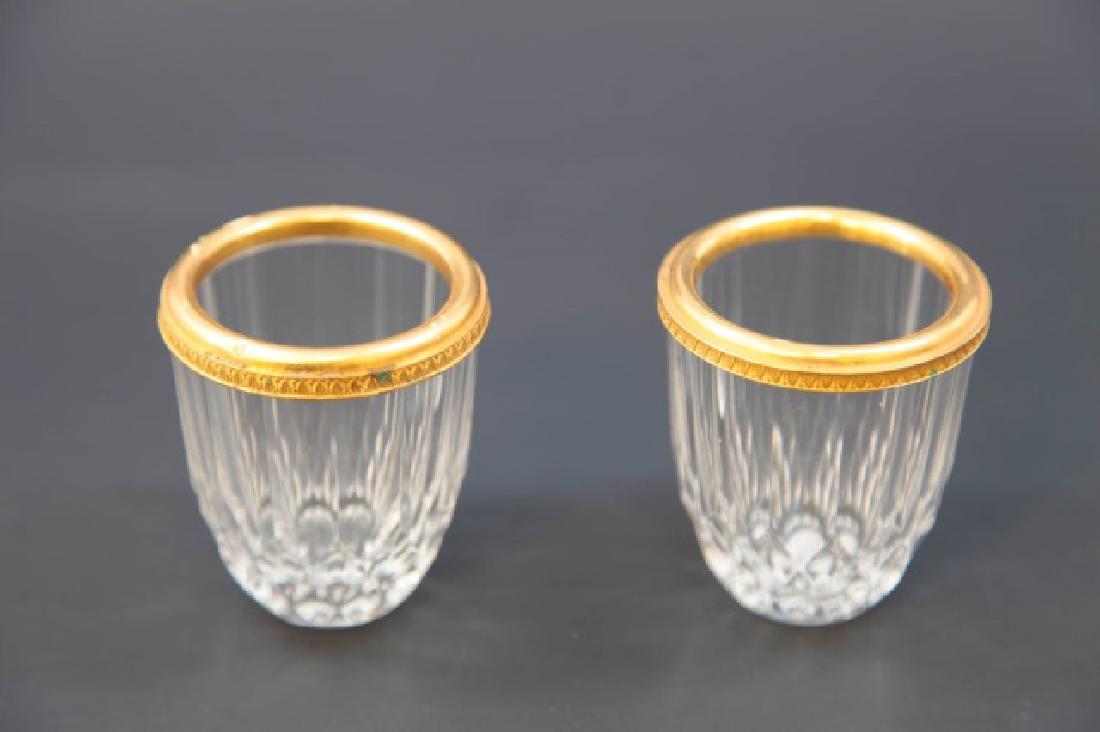 Pair Val Saint Lambert Cut Glass & Ormolu Cups (1 of 3)
