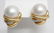 Estate Large 18k Gold Mabe Pearl & Diamond Earring