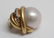 Estate Large 18k Gold Mabe Pearl & Diamond Earring - 2