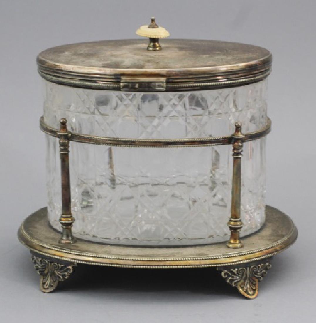 Antique English Silver Plate & Cut Glass Caddy (1 of 7)