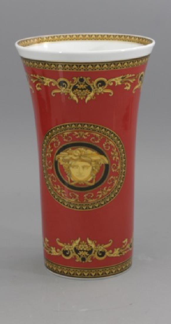 Large Versace Medusa Pattern Red & Gold Vase (1 of 6)