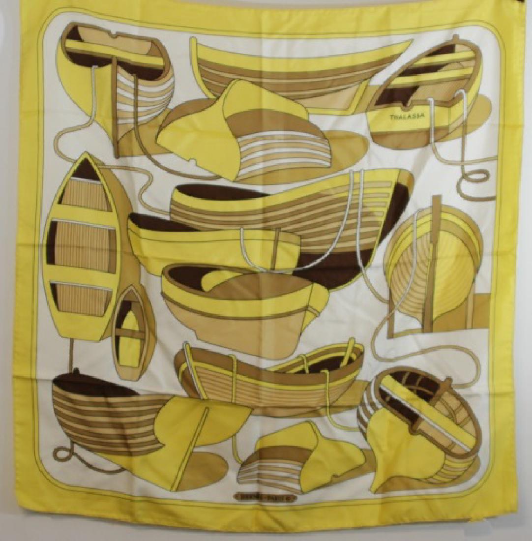 Vintage Yellow Silk Scarf Hermes Paris "Thalassa" (1 of 4)
