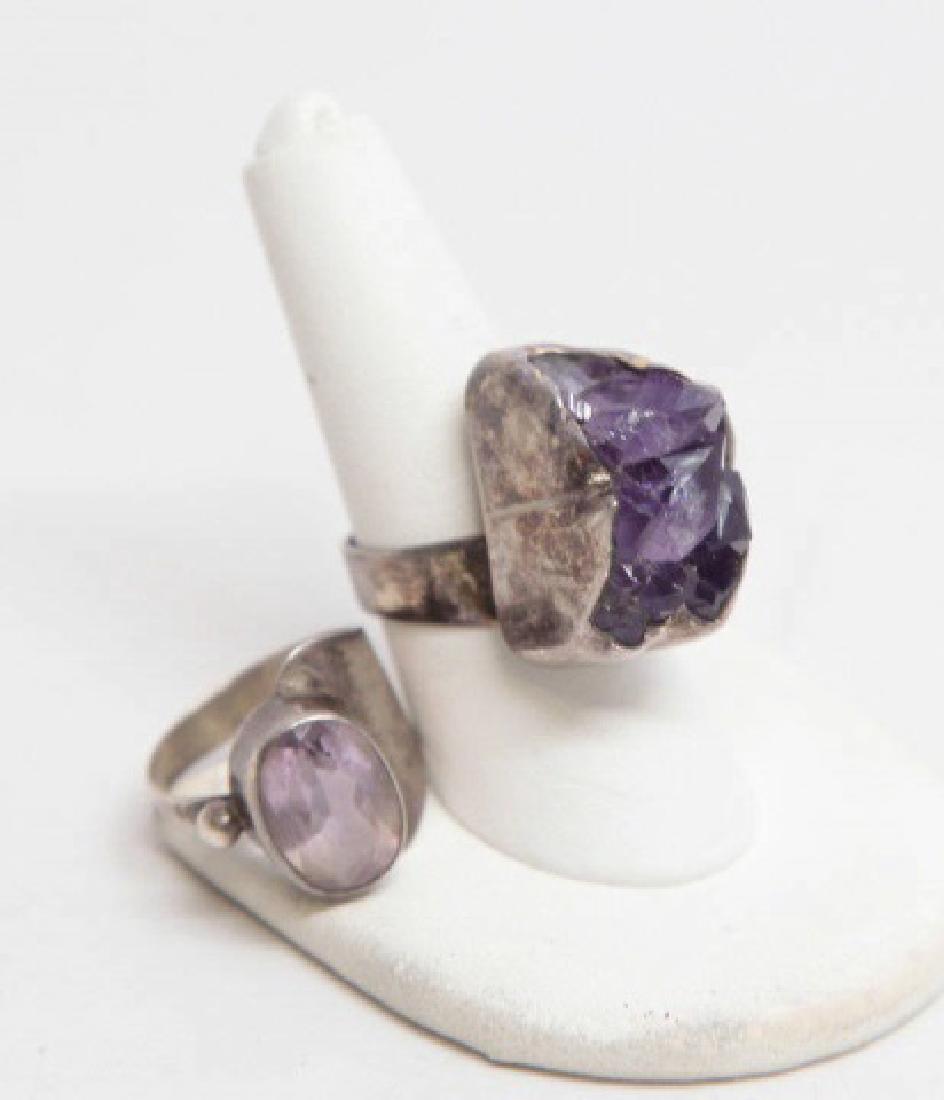 Two Handmade Modernist Sterling & Amethyst Rings (1 of 8)