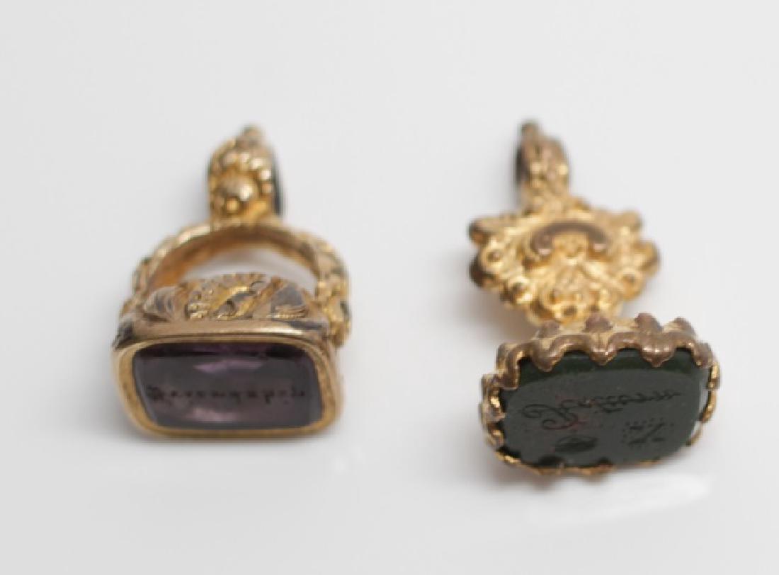 2 Antique Victorian Gold Filled Carved Watch Fobs (1 of 5)