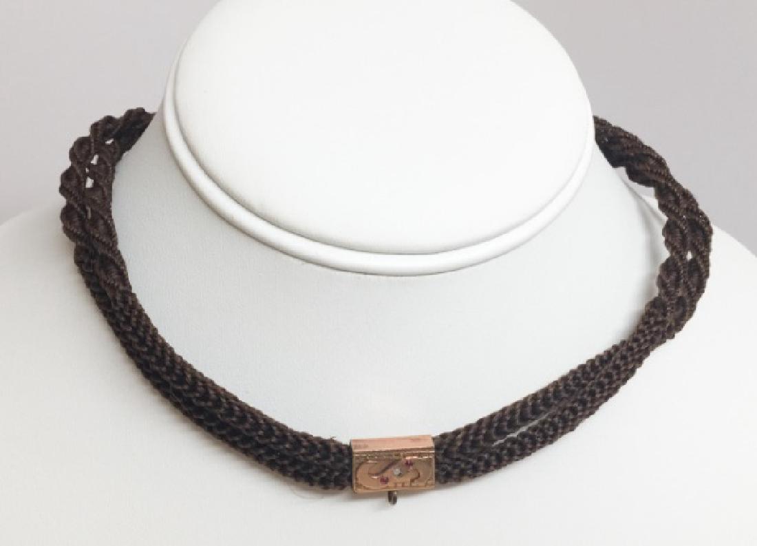 Antique 19th C Victorian Mourning Hair Necklace (1 of 4)