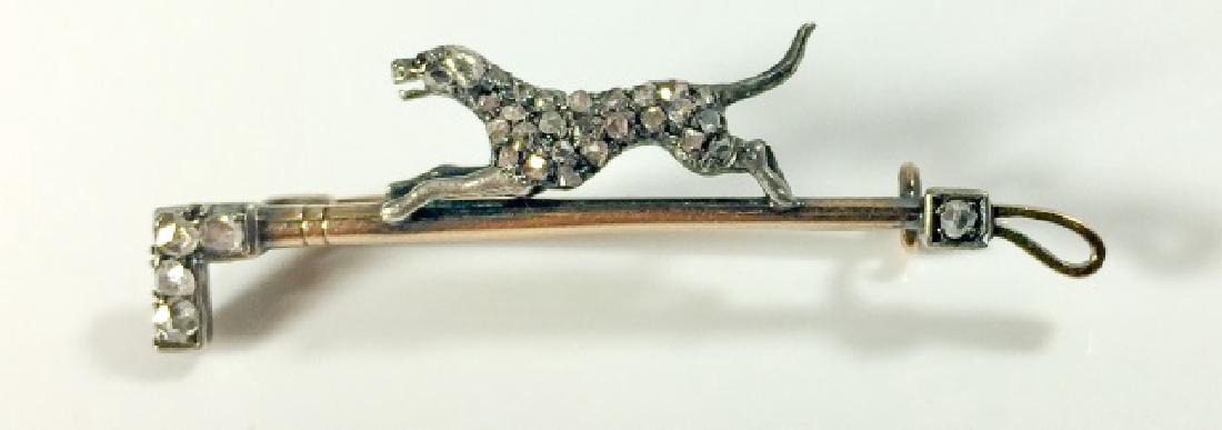 Fine Antique Victorian Diamond & Gold Dog Brooch (1 of 3)