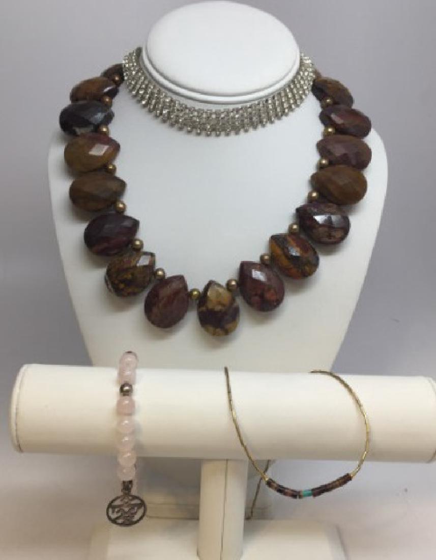 Faceted Tiger's Eye Necklace & Assorted Costume (1 of 6)