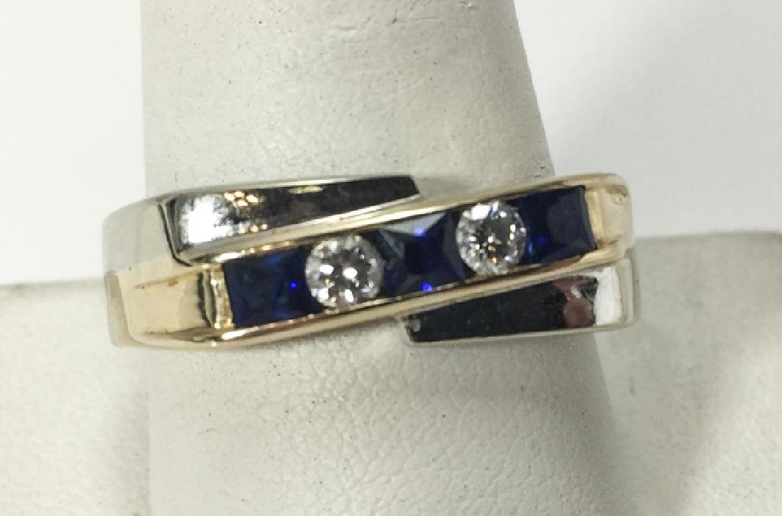Retro / Art Deco Style 14k Diamond & Sapphire Ring (1 of 5)
