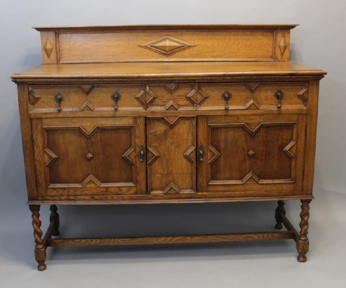 Antique English Jacobean Style Server w Twist Legs (1 of 8)