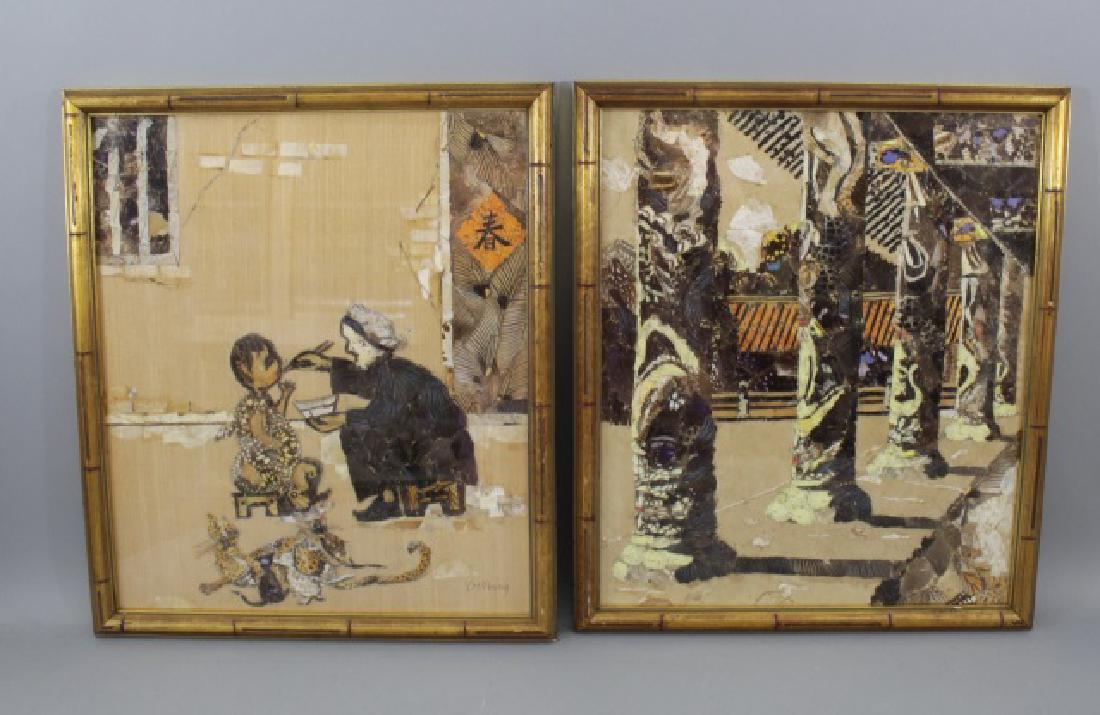 Pair Chinese Framed Butterfly Wing Art Images (1 of 10)