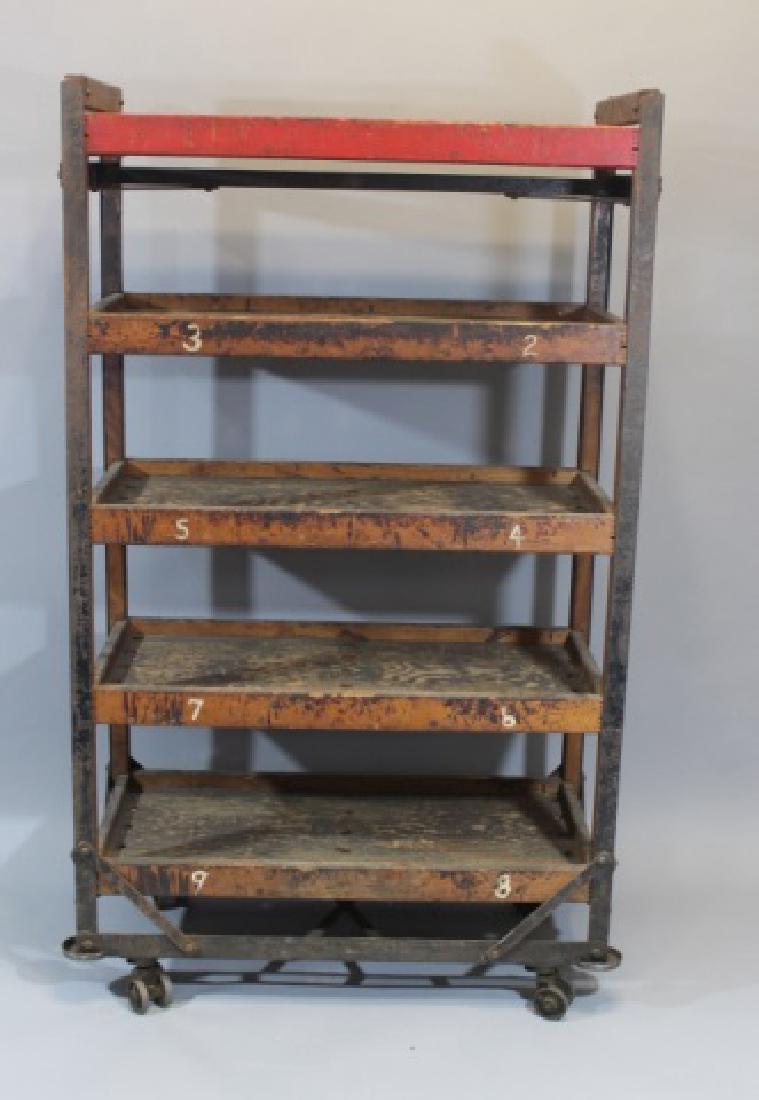 Vintage Neverax Tool Rack of Wood & Iron Red Paint (1 of 9)