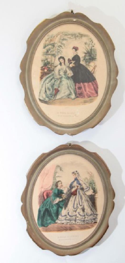 Pair of Antique Framed Oval French Lithographs (1 of 9)