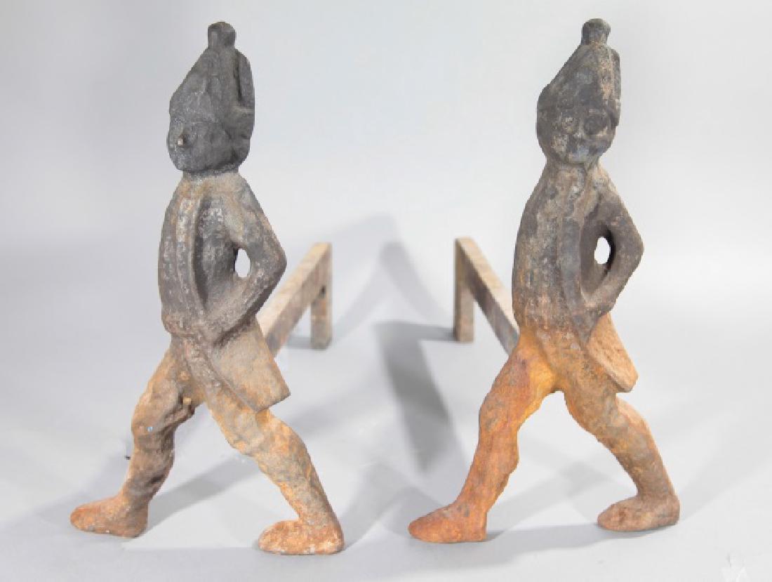 Pair of Antique Marching Hessian Soldier Andirons (1 of 5)