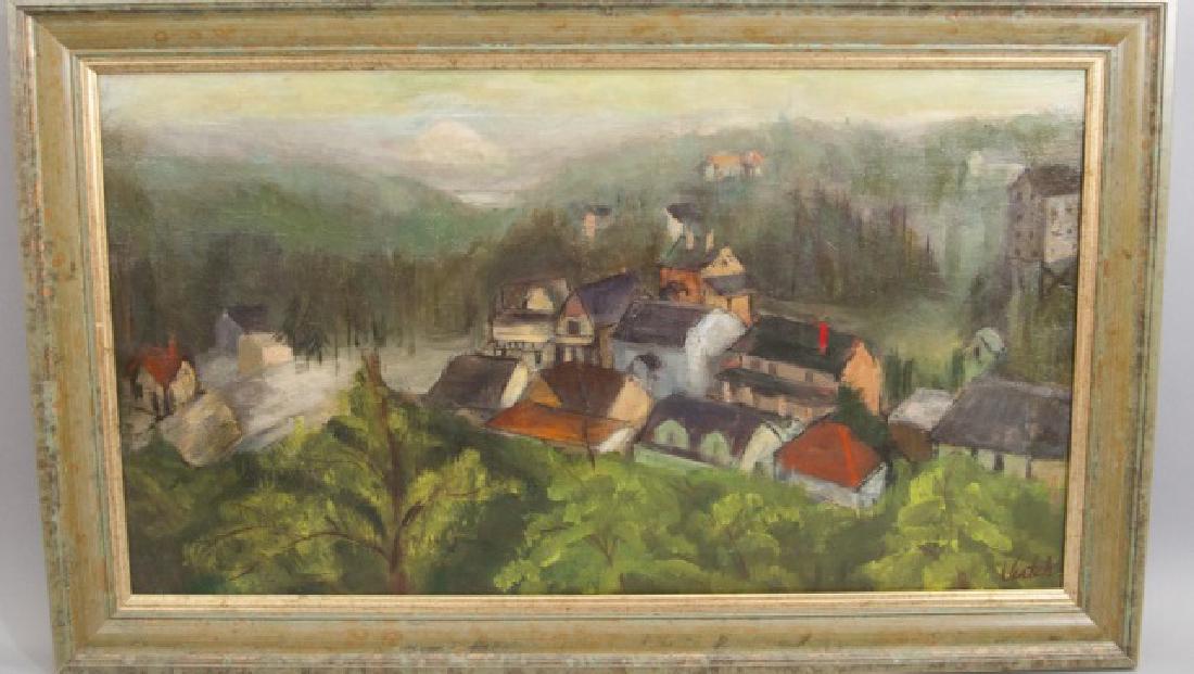 Veatch Signed Oil Painting of Mountain Village (1 of 4)