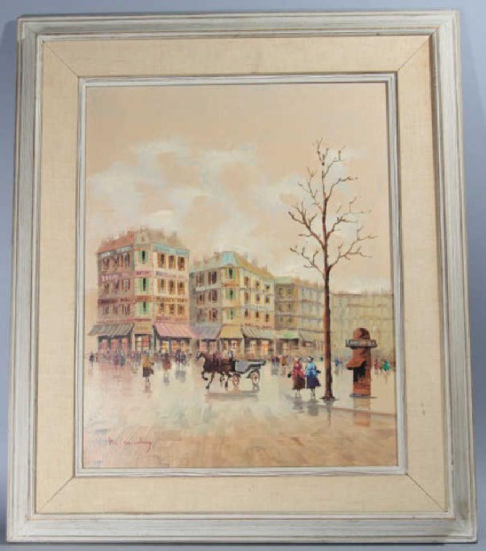Signed Oil Painting on Canvas, 19thC European Town (1 of 4)