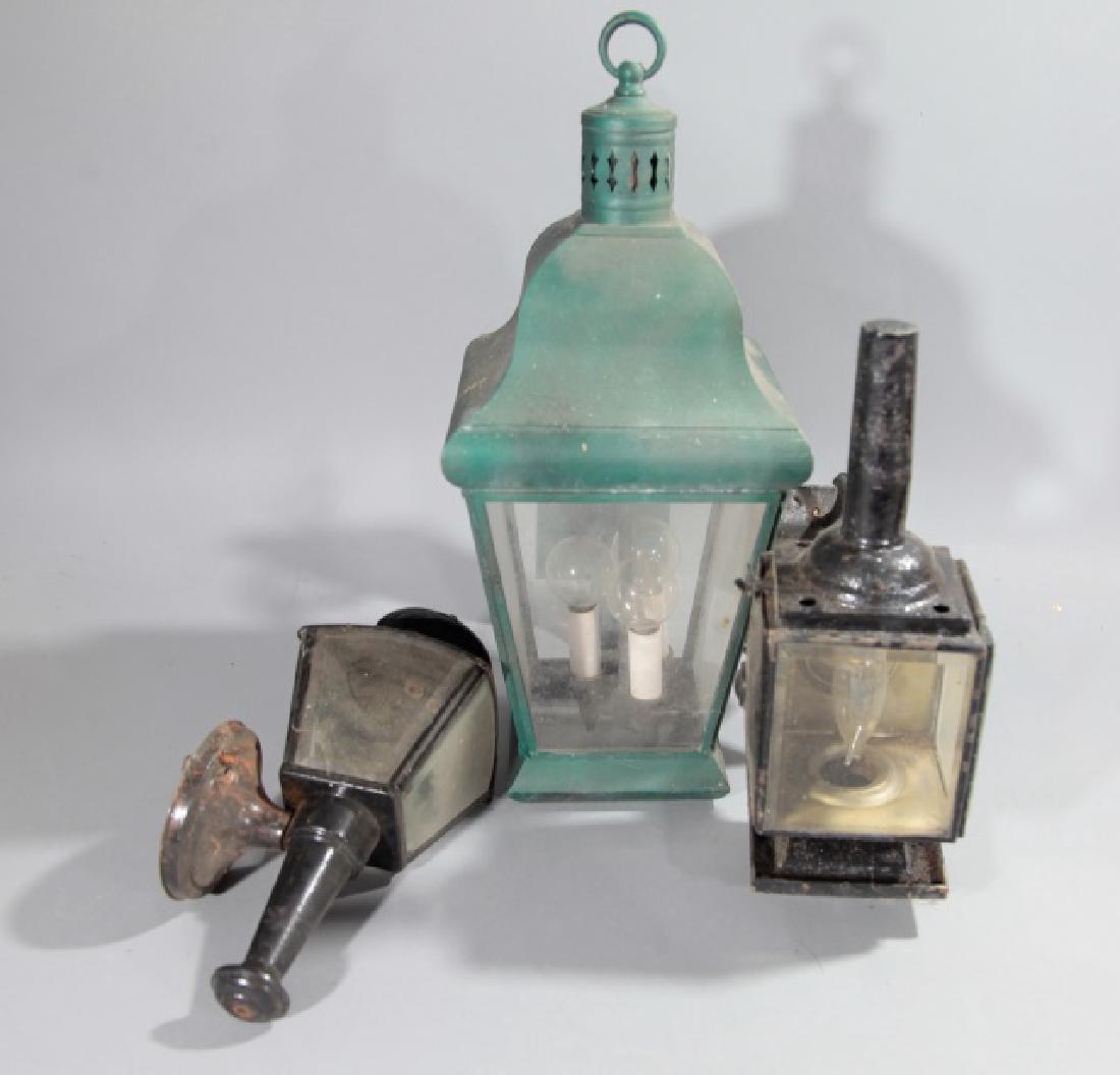 3 Vintage Outdoor Lanterns-1 Large Green & 2 Black (1 of 10)