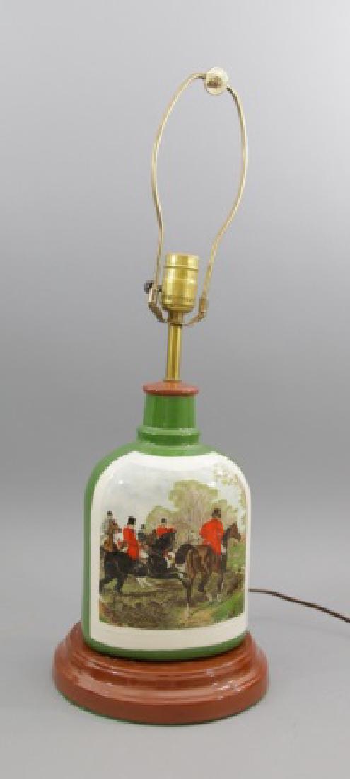 Vintage Cast Ceramic Table Lamp w Hunting Scene (1 of 6)
