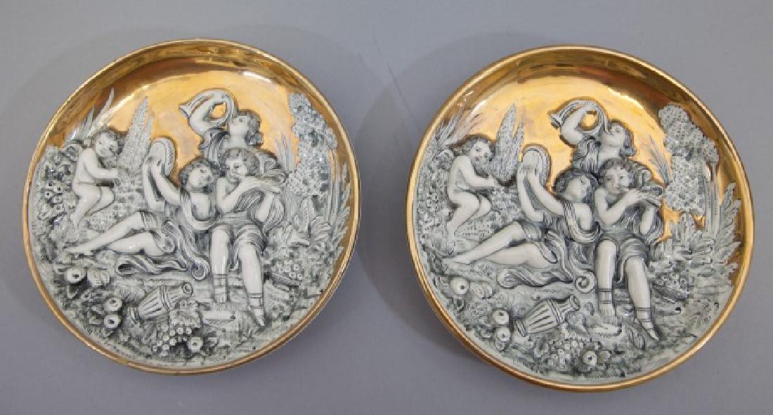 Pair Capodimonte Dishes with Gold Plate & Relief (1 of 4)