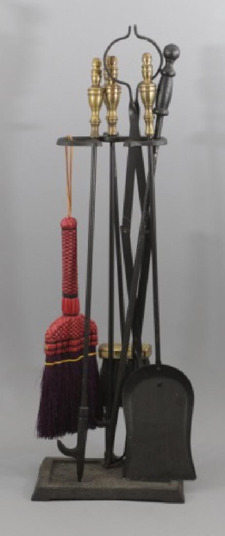 Black Iron & Brass Fireplace Tools Set (1 of 7)