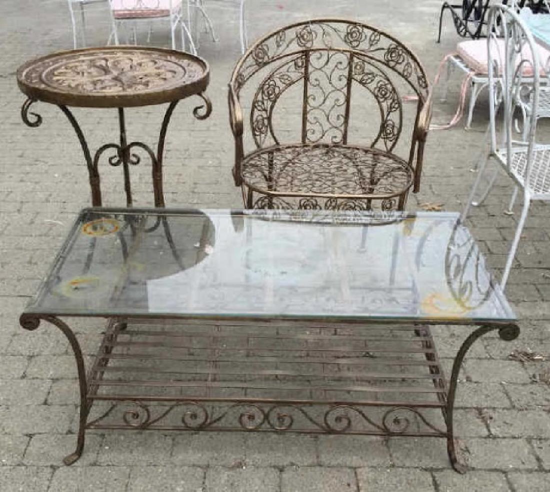 Antique Wrought Iron Outdoor / Patio Table & Chair (1 of 4)