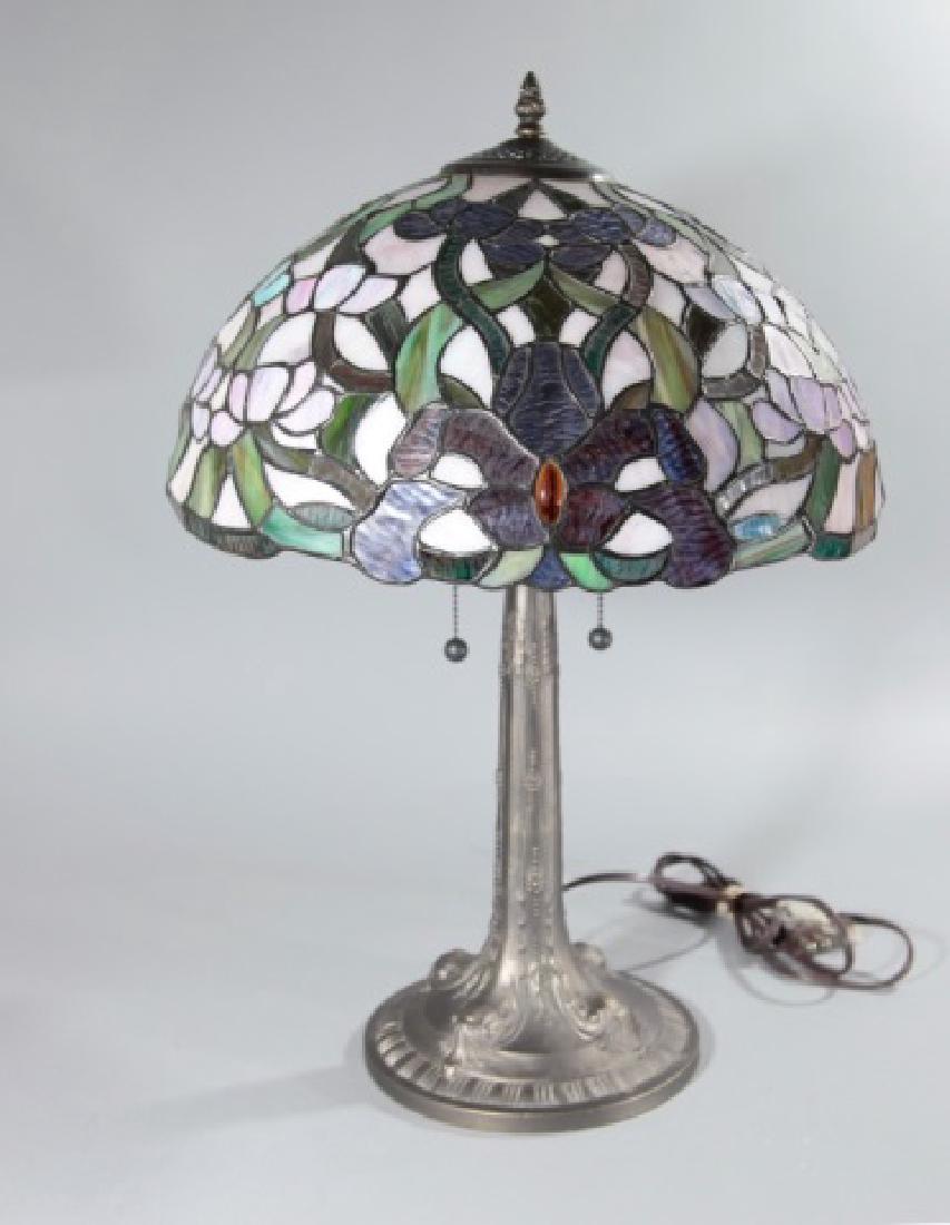 Contemporary Tiffany Style Leaded Slag Glass Lamp (1 of 5)
