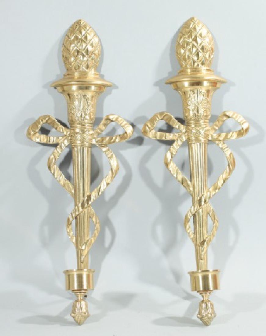 Pair of Lacquered Brass Hanging Candle Sconces (1 of 3)