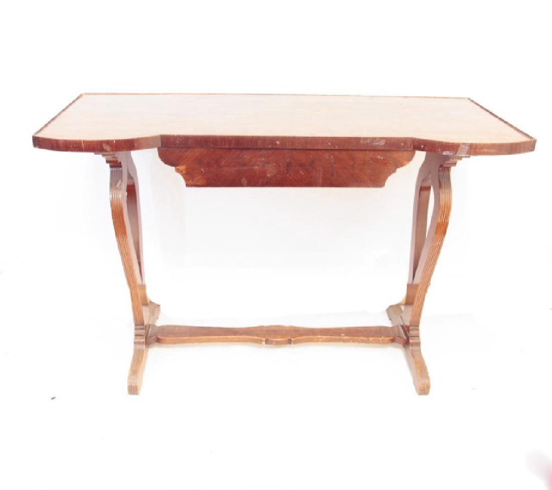 Antique French Style Book Matched Veneer Top Desk (1 of 1)