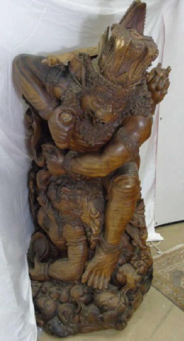 Large Hand Carved Indonesian Warrior Statue (1 of 7)
