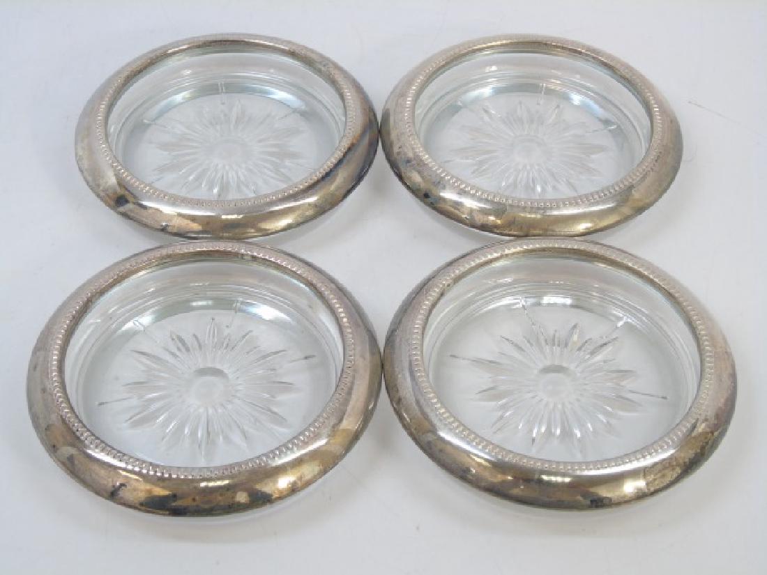 Set of Silver Plate & Crystal Coasters (1 of 4)