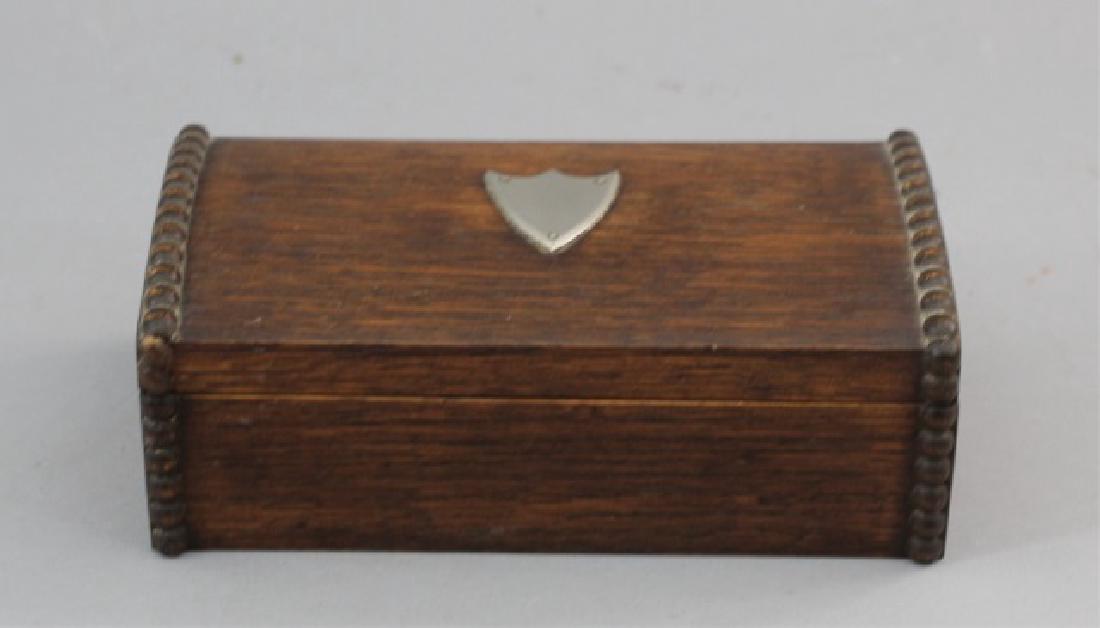 Antique Carved Jewelry / Table Box w Silver Shield (1 of 6)