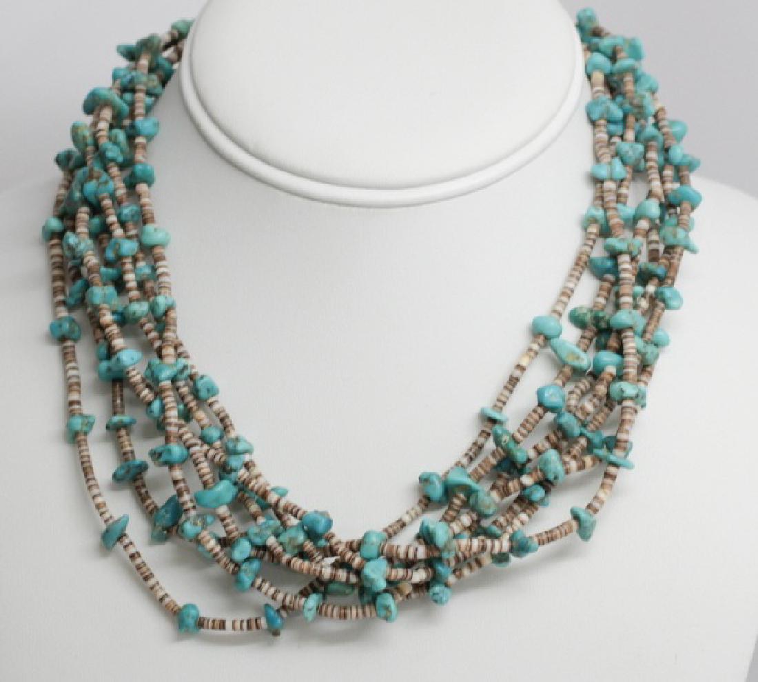 Zuni Native American Sterling Turquoise Necklace (1 of 6)