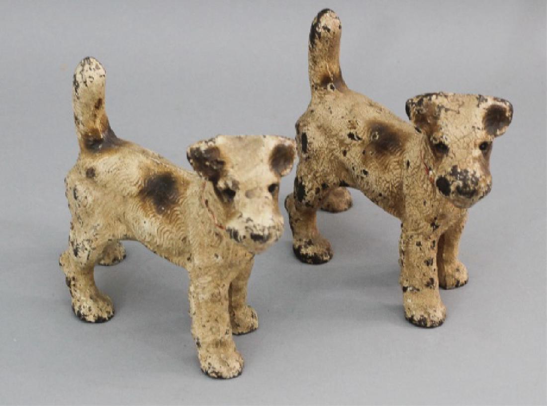 Pair Antique Painted Cast Iron Wire Hair Terriers (1 of 7)