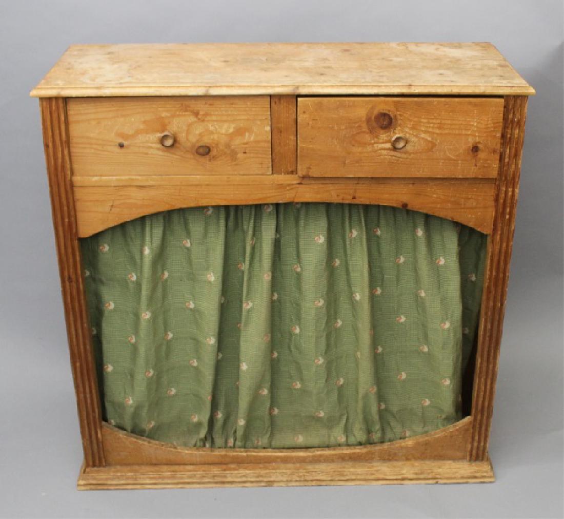 Antique Country Pine Hutch with Fabric Drapery (1 of 5)