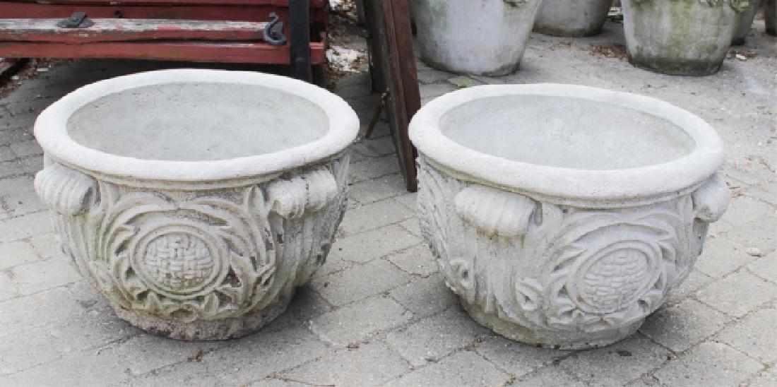 Pair Corinthian Style Cast Stone Garden Urns (1 of 5)
