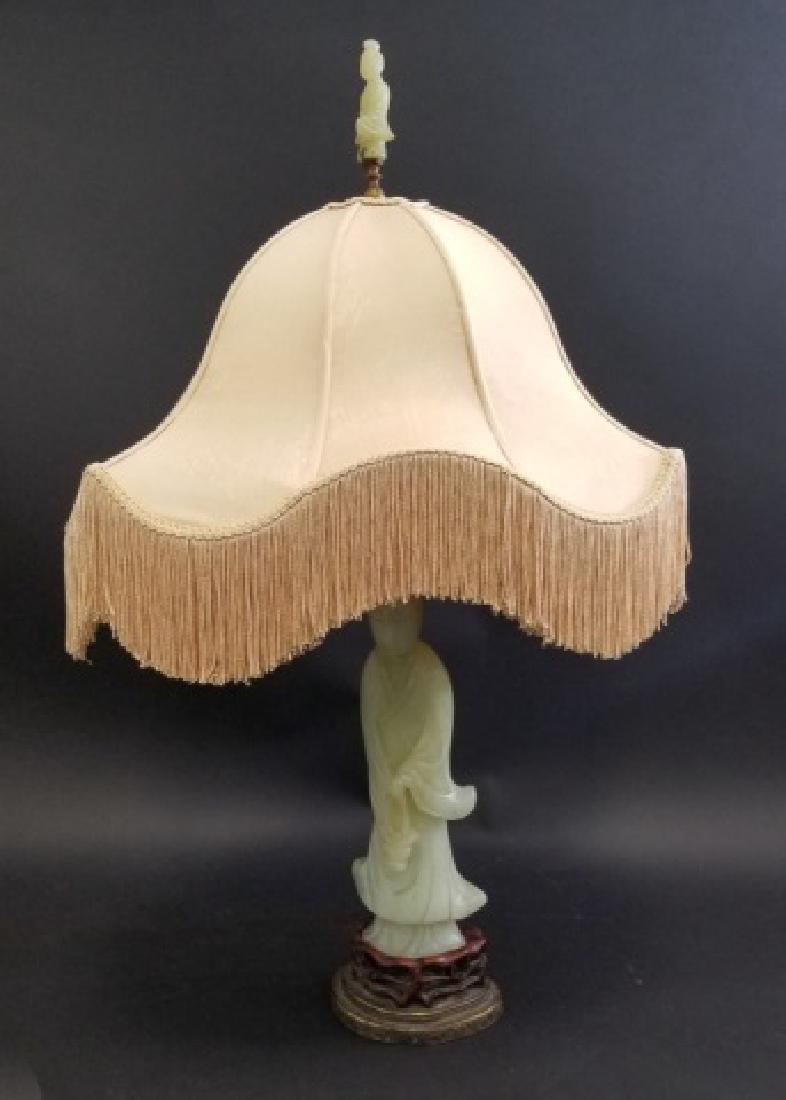 Antique Hand Carved Jade Immortal Figure Lamp (1 of 8)