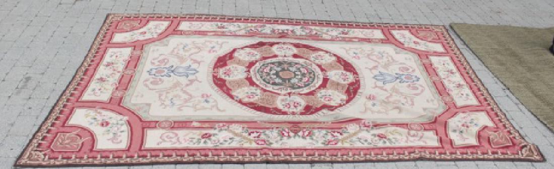 Lrg Vintage Aubusson Style Needlepoint Rug in Pink (1 of 5)