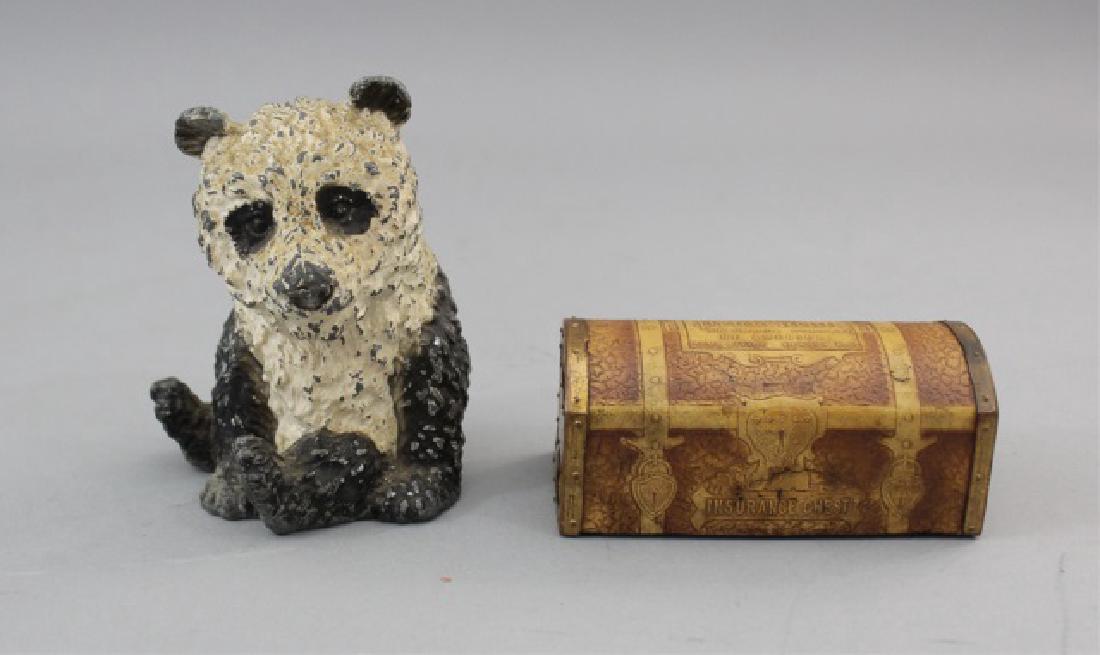 2 Early 20th C Penny Saving Banks Trunk & Panda (1 of 9)