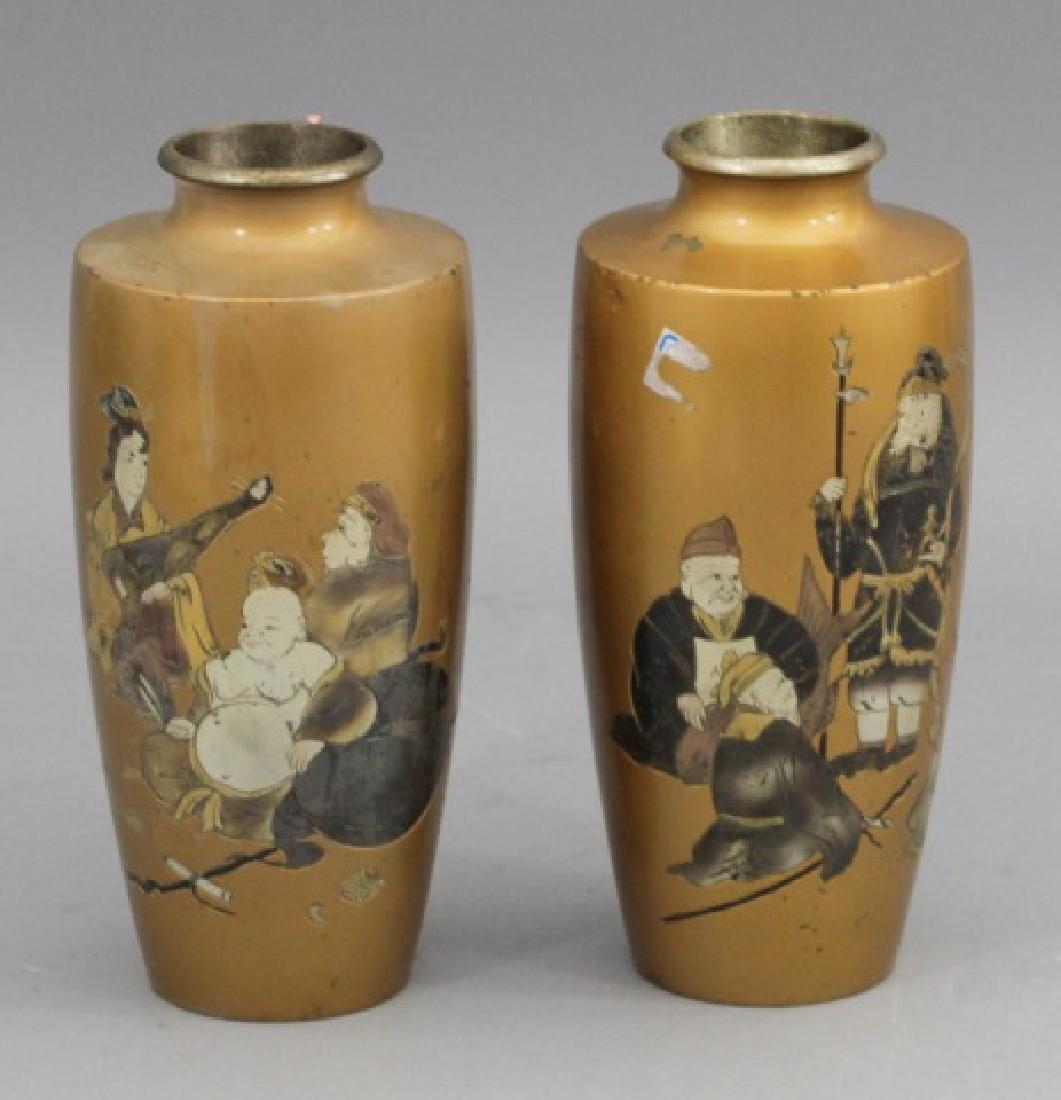 Pair of Chinese Mixed Metal Cloisonne Vases (1 of 5)